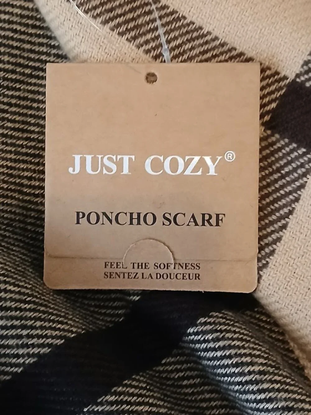 Just Cozy Poncho Scarf - one size - NWT - brown & camel colors